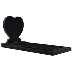 Grafsteenwinkel Staande grafsteen 'Hartmodel' met afdekplaat in de kleur Zwart Graniet