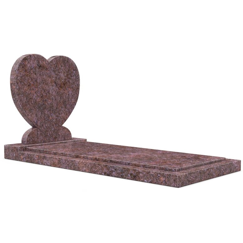 Grafsteenwinkel Staande grafsteen 'Hartmodel' met afdekplaat in de kleur Himalaya Blue