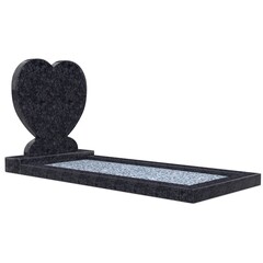 Grafsteenwinkel Staande grafsteen 'Hartmodel' met omranding en licht grind in de kleur Steel Grey