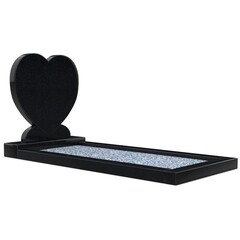 Grafsteenwinkel Staande grafsteen 'Hartmodel' met omranding en licht grind in de kleur Zwart Graniet