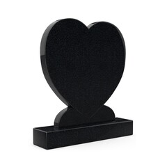 Grafsteenwinkel Staande grafsteen 'hartmodel' letterplaat in de kleur Zwart Graniet