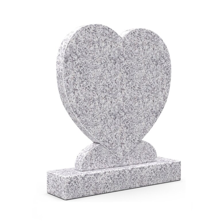 Grafsteenwinkel Staande grafsteen 'hartmodel' letterplaat in de kleur Glittery White