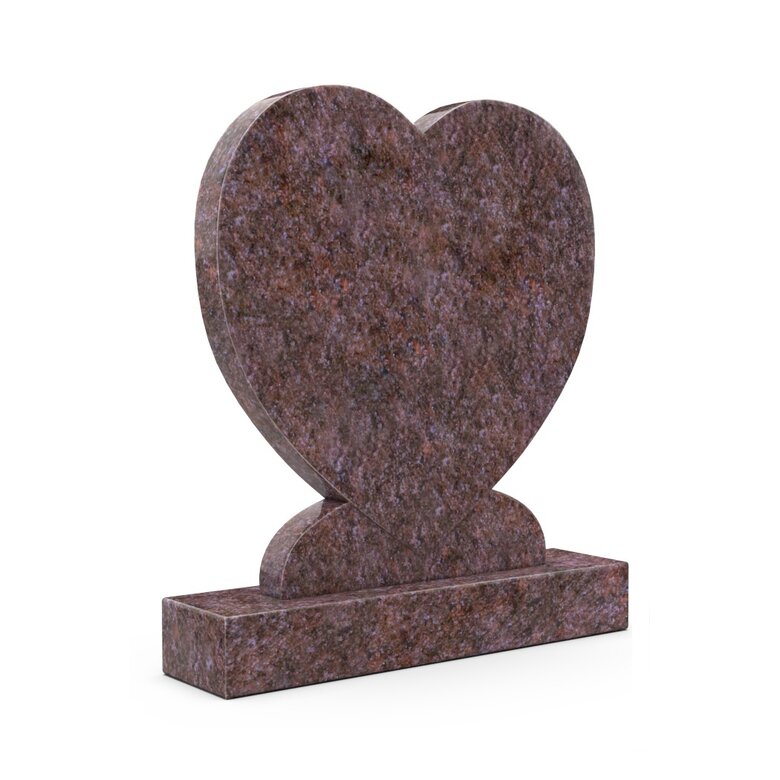 Grafsteenwinkel Staande grafsteen 'hartmodel' letterplaat in de kleur Himalaya Blue