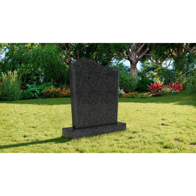 Grafsteenwinkel Staande grafsteen model 'Golf' letterplaat in de kleur Steel Grey