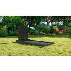 Grafsteenwinkel Staande grafsteen model 'Golf' met omranding en licht grind in de kleur Steel Grey