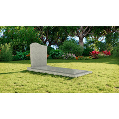 Grafsteenwinkel Staande grafsteen model 'Golf' met afdekplaat in de kleur Glittery White