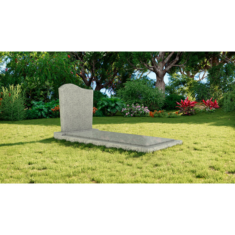 Grafsteenwinkel Staande grafsteen model 'Golf' met afdekplaat in de kleur Glittery White