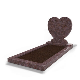 Grafsteenwinkel Staande grafsteen Hartmodel met omranding en grond Himalaya Blue