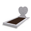 Staande grafsteen 'hartmodel' met omranding en grond in de kleur Glittery White