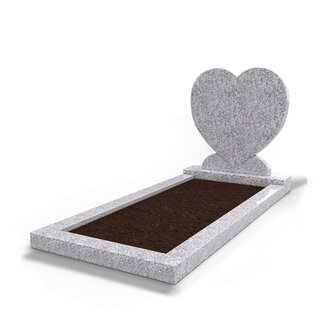 Grafsteenwinkel Staande grafsteen Hartmodel met omranding en grond Glittery White