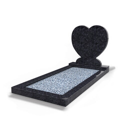 Grafsteenwinkel Staande grafsteen 'Hartmodel' met omranding en licht grind in de kleur Steel Grey