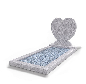 Grafsteenwinkel Staande grafsteen Hartmodel met omranding en licht grind Glittery White