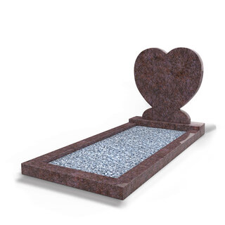 Grafsteenwinkel Staande grafsteen Hartmodel met omranding en licht grind Himalaya Blue