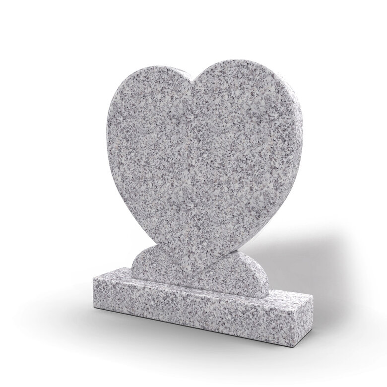 Grafsteenwinkel Staande grafsteen 'hartmodel' letterplaat in de kleur Glittery White