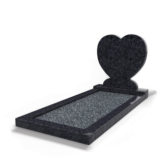 Grafsteenwinkel Staande grafsteen Hartmodel met omranding en donker grind Steel Grey