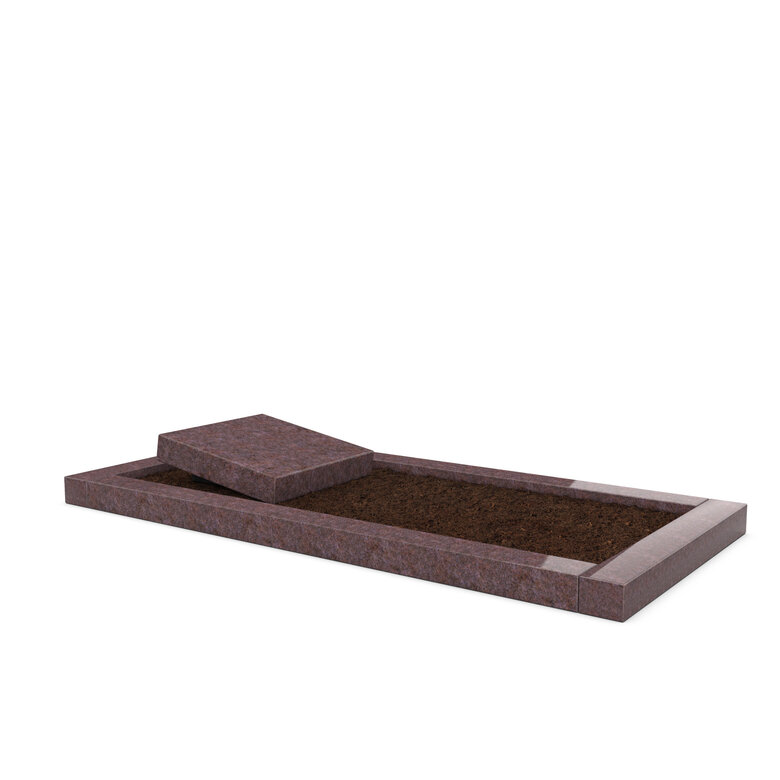 Grafsteenwinkel Liggende  grafsteen  Himalaya Blue met omranding en grond