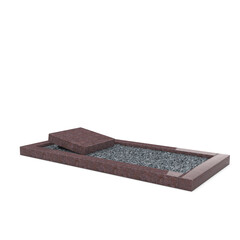 Grafsteenwinkel Liggende  grafsteen  Himalaya Blue met omranding en donker grind