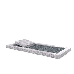 Grafsteenwinkel Liggende  grafsteen  Glittery White met omranding en donker grind