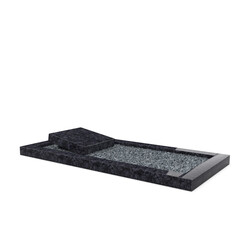 Grafsteenwinkel Liggende  grafsteen  Steel Grey met omranding en donker grind