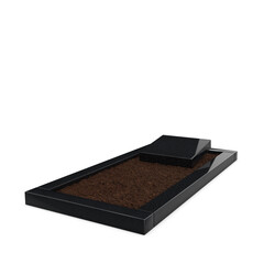 Grafsteenwinkel Liggende  grafsteen Zwart Graniet met omranding en grond