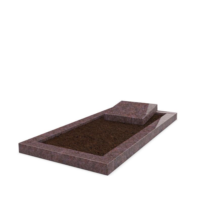 Grafsteenwinkel Liggende  grafsteen  Himalaya Blue met omranding en grond