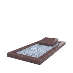 Grafsteenwinkel Liggende  grafsteen  Himalaya Blue met omranding en licht grind