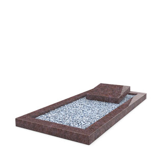 Grafsteenwinkel Liggende  grafsteen  Himalaya Blue met omranding en licht grind