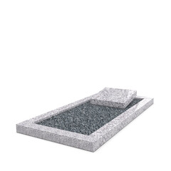 Grafsteenwinkel Liggende  grafsteen  Glittery White met omranding en donker grind