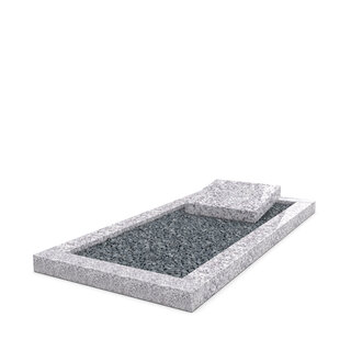 Grafsteenwinkel Liggende  grafsteen Glittery White met omranding en donker grind
