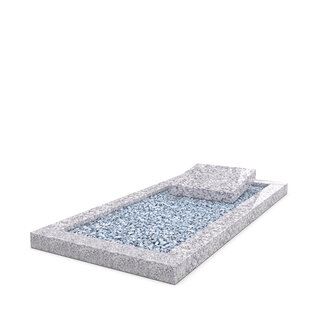 Grafsteenwinkel Liggende  grafsteen Glittery White met omranding en licht grind