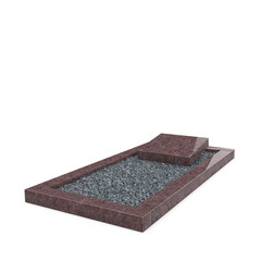 Grafsteenwinkel Liggende  grafsteen  Himalaya Blue met omranding en donker grind