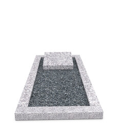 Grafsteenwinkel Liggende  grafsteen  Glittery White met omranding en donker grind