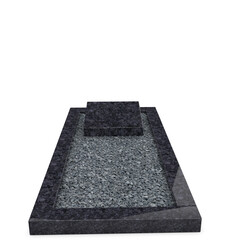 Grafsteenwinkel Liggende  grafsteen  Steel Grey met omranding en donker grind