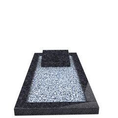 Grafsteenwinkel Liggende  grafsteen  Steel Grey met omranding en licht  grind