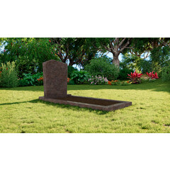 Grafsteenwinkel Staande grafsteen model 'Modern' met omranding en grond in de kleur Himalaya Blue