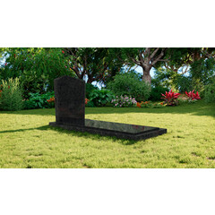 Grafsteenwinkel Staande grafsteen model 'Modern' met afdekplaat in de kleur Steel Grey