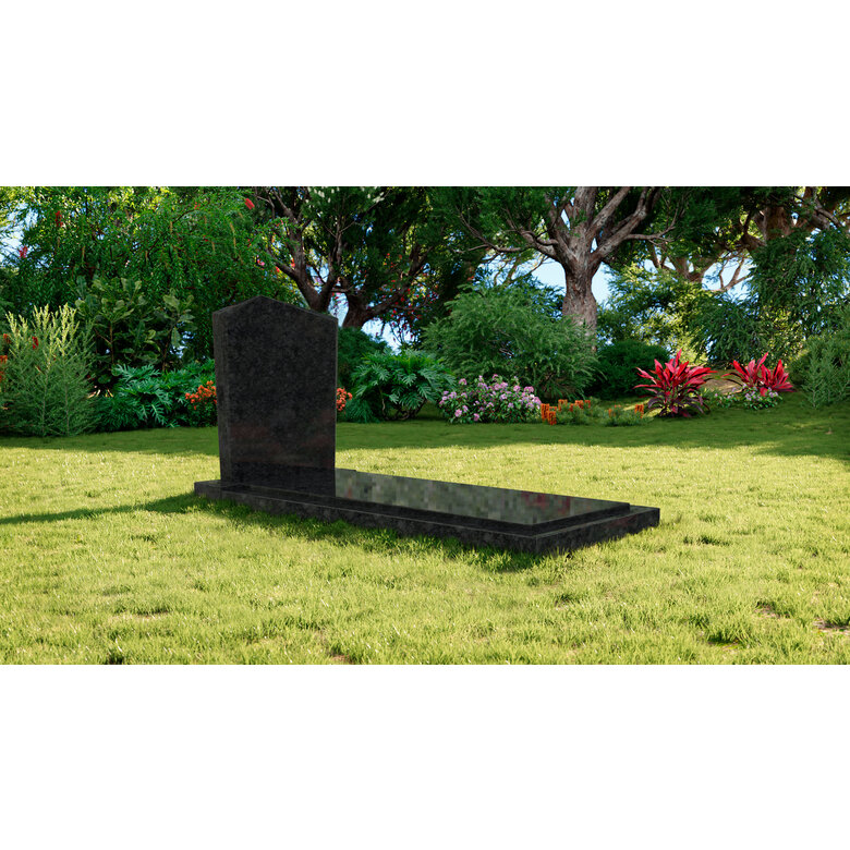 Grafsteenwinkel Staande grafsteen model 'Modern' met afdekplaat in de kleur Steel Grey