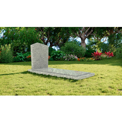 Grafsteenwinkel Staande grafsteen model 'Modern' met afdekplaat in de kleur Glittery White