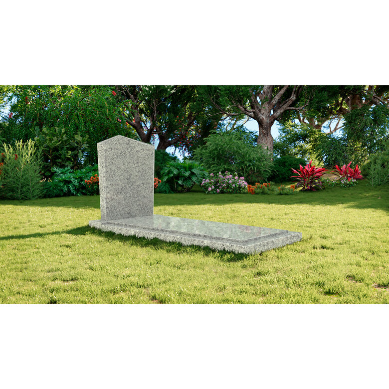 Grafsteenwinkel Staande grafsteen model 'Modern' met afdekplaat in de kleur Glittery White