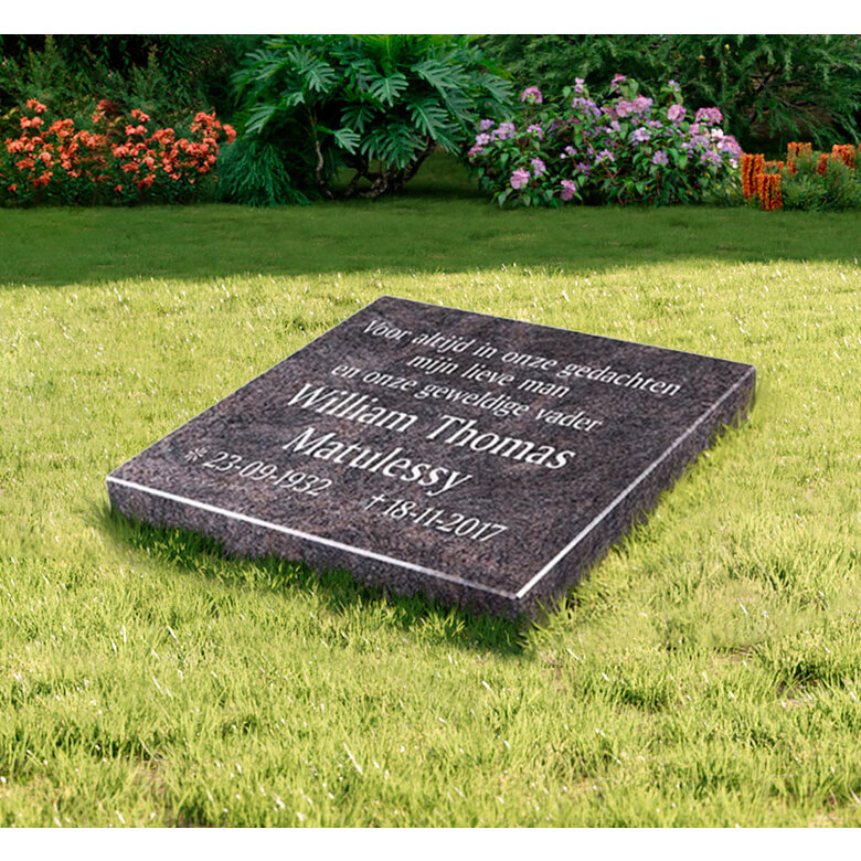 Grafsteenwinkel Liggende grafsteen 'Himalaya Blue' voor een algemeen graf