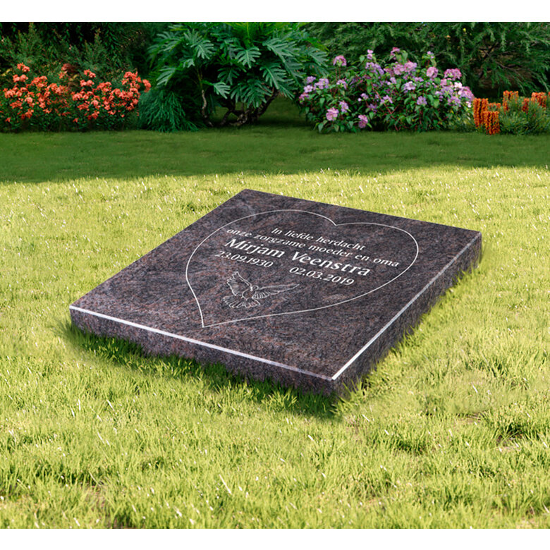 Grafsteenwinkel Liggende grafsteen 'Himalaya Blue' hartvorm