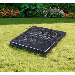 Grafsteenwinkel Liggende grafsteen 'Steel Grey' hartvorm