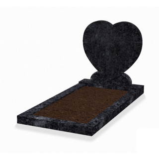 Grafsteenwinkel Staande grafsteen Hartmodel met omranding en grond Steel Grey