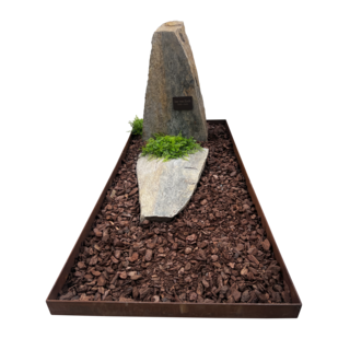 GR05 - Leisteen grafsteen met Cortenstalen omranding