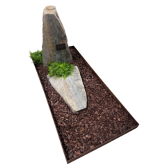 Leisteen grafsteen met Cortenstalen omranding en liggend deel