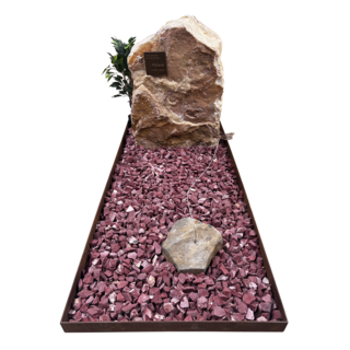 GR06 - Ruwe grafsteen met Cortenstalen omranding