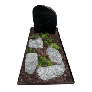 GR10 - Ruwe vorm grafsteen met cortenstalen omranding