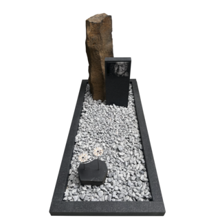 GR13 - Grafsteen zuilen met omranding en grote foto