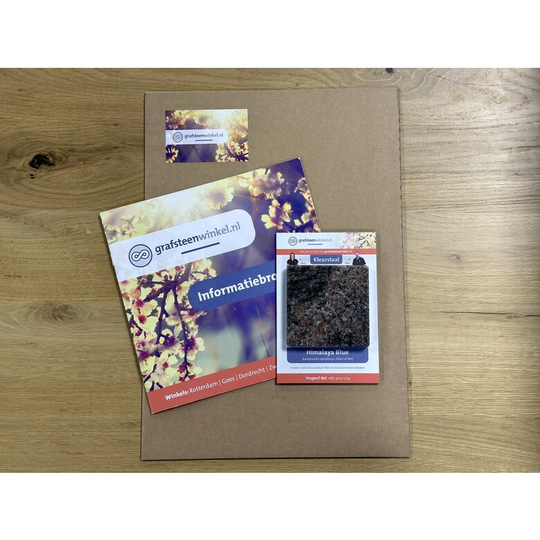 Grafsteenwinkel Kleurstaal grafstenen Himalaya Blue (Gratis)