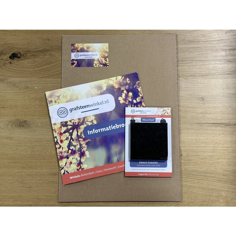 Grafsteenwinkel Kleurstaal grafstenen Zwart Graniet (Gratis)